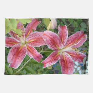 Stargazer Lilies Garden Blommigt Kökshandduk