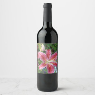 Stargazer Lilies Garden Blommigt Vinflaska Etikett