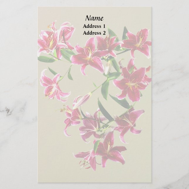 Stargazer Lilies Heart Bröllop Products Brevpapper (Framsida)