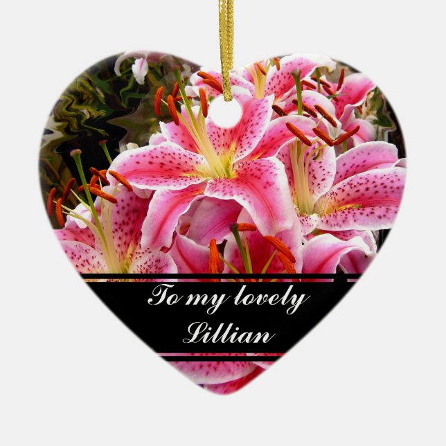 ’Stargazer’ Lilies Julgransprydnad Keramik (Framsidan)