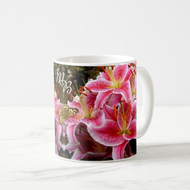 "Stargazer" Lilies Monogram Kaffemugg (Framsida höger)