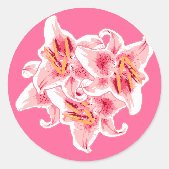 Stargazer Lilies Runt Klistermärke (Framsida)