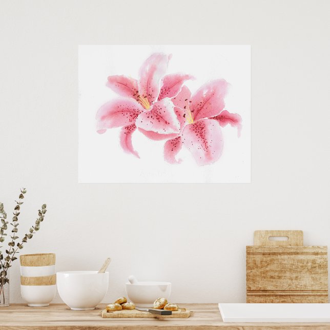 Stargazer Lilies Watercolor Poster (Kök)
