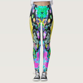 Stargazer-lilja, ros och rosa hibiskus collage leggings