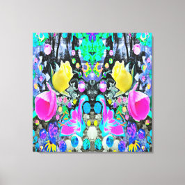 Stargazer-lilja, ros och rosa hibiskuscollage canvastryck