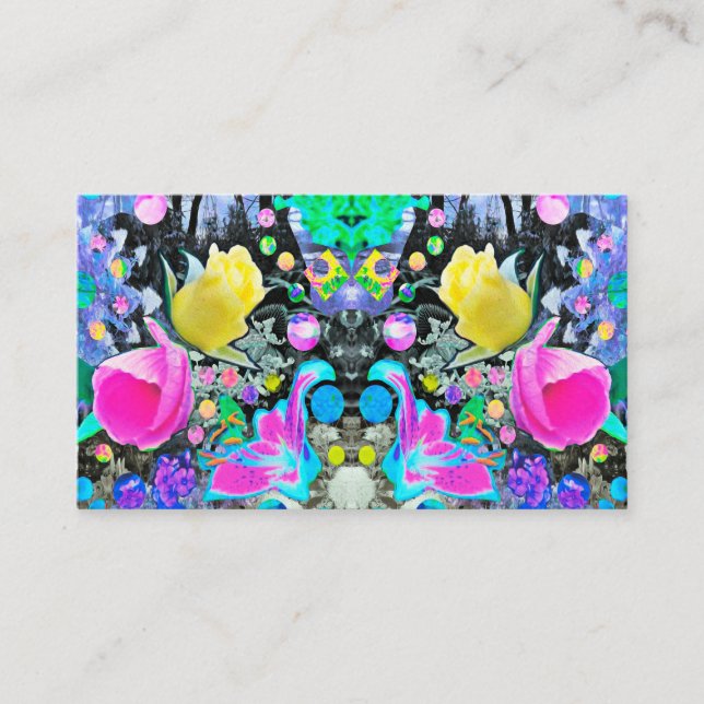 Stargazer-Lilja, Rose och Rosa Hibiskus Collage Visitkort (Framsida)