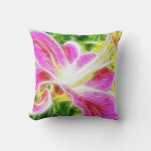 Stargazer Lily Abstrakt Blommigt Kudde