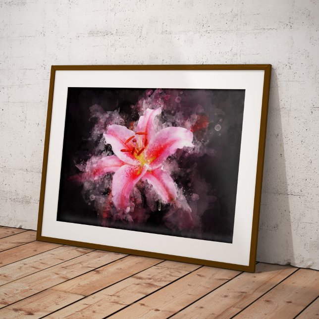 Stargazer Lily-blommans vattenfärg - bb 01 Fototryck (Skapare uppladdad)