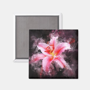 Stargazer Lily-blommans vattenfärg - bb 01 Magnet