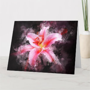 Stargazer Lily-blommans vattenfärg - bb 01 Tack Kort