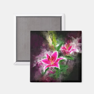 Stargazer Lily-blommans vattenfärg - bb 02 Magnet