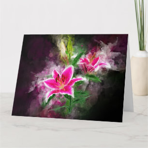 Stargazer Lily-blommans vattenfärg - bb 02 Tack Kort
