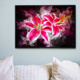 Stargazer Lily-blommans vattenfärg - bb 03 Fototryck
