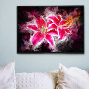 Stargazer Lily-blommans vattenfärg - bb 03 Fototryck