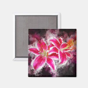 Stargazer Lily-blommans vattenfärg - bb 03 Magnet