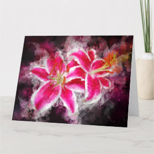 Stargazer Lily-blommans vattenfärg - bb 03 Tack Kort