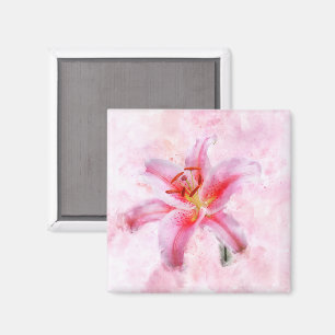 Stargazer Lily-blommans vattenfärg - wb 01 Magnet