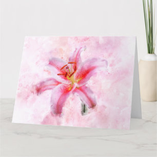 Stargazer Lily-blommans vattenfärg - wb 01 Tack Kort