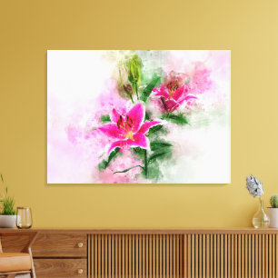 Stargazer Lily-blommans vattenfärg - wb 02 Canvastryck