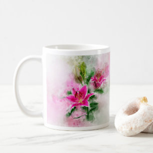 Stargazer Lily-blommans vattenfärg - wb 02 Kaffemugg