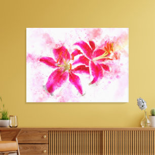 Stargazer Lily-blommans vattenfärg - wb 03 Canvastryck