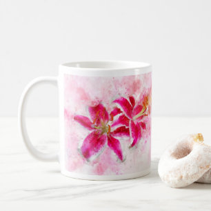 Stargazer Lily-blommans vattenfärg - wb 03 Kaffemugg