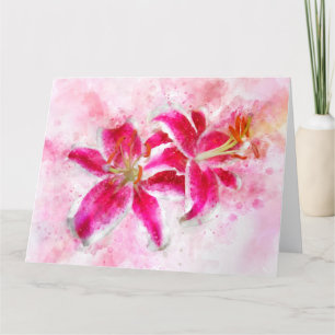 Stargazer Lily-blommans vattenfärg - wb 03 Tack Kort