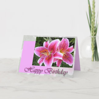 Stargazer Lily Blommigt Birthday Kort