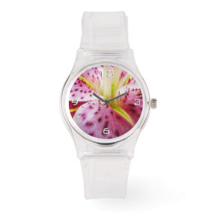 Stargazer Lily Bright Magenta Blommigt Armbandsur