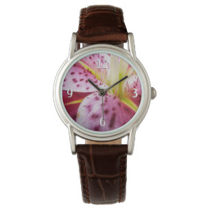 Stargazer Lily Bright Magenta Blommigt Armbandsur
