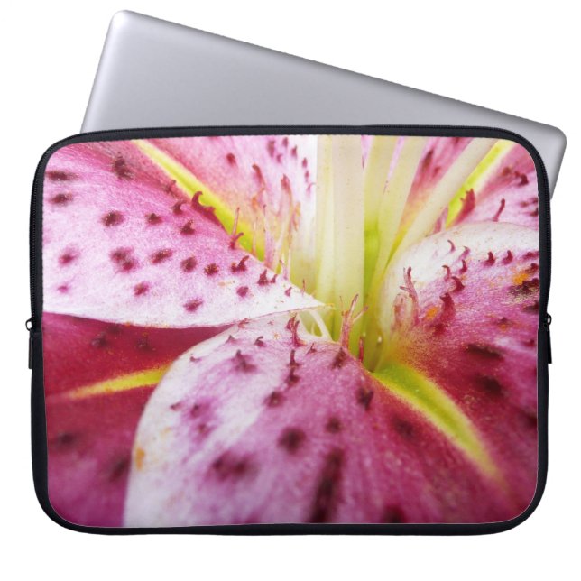 Stargazer Lily Bright Magenta Blommigt Laptop Sleeve (Framsidan)