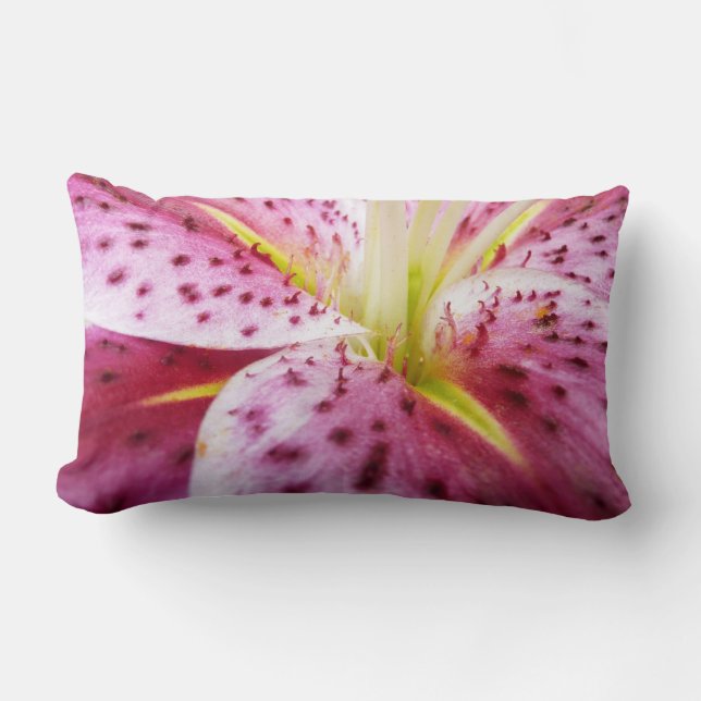 Stargazer Lily Bright Magenta Blommigt Lumbarkudde (Framsida)