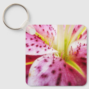 Stargazer Lily Bright Magenta Blommigt Nyckelring