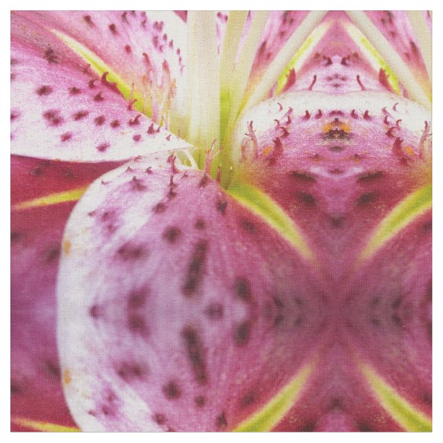 Stargazer Lily Bright Magenta Blommigt Tyg (Närbild)