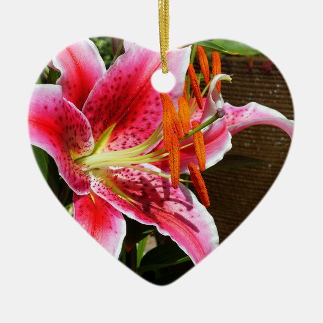 Stargazer Lily Photograph Ceramic Ornament (Framsidan)