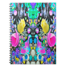 Stargazer Lily, Ro och Rosa Hibiscus Collage Anteckningsbok