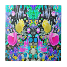 Stargazer Lily, Ro och Rosa Hibiscus Collage