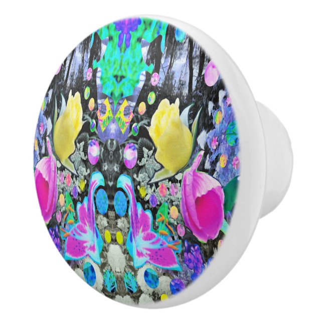 Stargazer Lily, Ro och Rosa Hibiscus Collage Knopp (Höger)