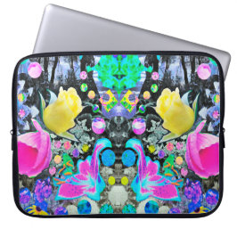 Stargazer Lily, Ro och Rosa Hibiscus Collage Laptop Fodral