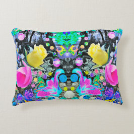 Stargazer Lily, Ro och Rosa Hibiscus Collage Prydnadskudde