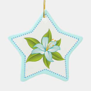 Stargazer ljusblå, lilyblå anpassningsbar, ornamen julgransprydnad keramik