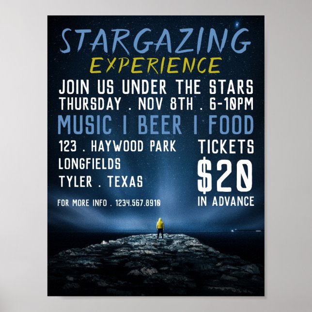 Stargazer Porträtt, Planetarium Event Advertising Poster (Framsidan)