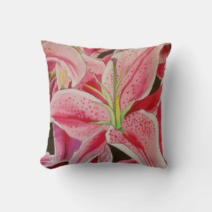 Stargazer rosa lilja blom kudde