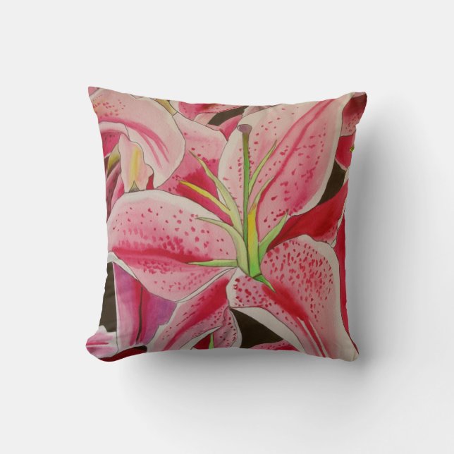 Stargazer rosa lilja blom kudde (Framsida)