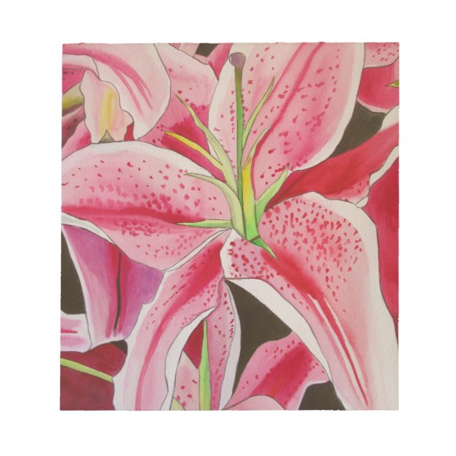 Stargazer rosa lily water art blomma anteckningsblock (Framsida)
