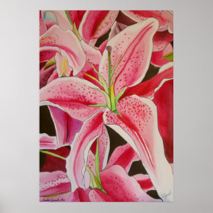 Stargazer rosa lira vattenfärgsoriginalteckning poster