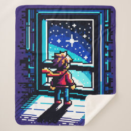 Stargazer vid Window Dreamy Pixel Art Night Himmel