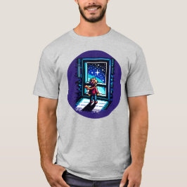 Stargazer vid Window Dreamy Pixel Art Night Himmel T Shirt