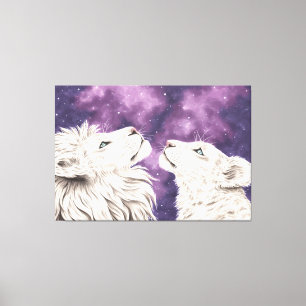 Stargazers Galaxy White Lejonare Couple Kärlek So Canvastryck
