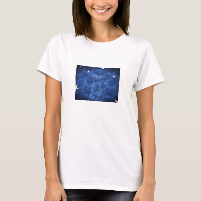 Stargazing katt, kvinna skjorta tee (Framsida)
